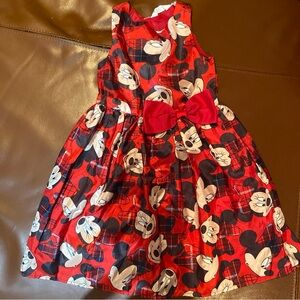 H&M Red Mickey Mouse Patterned Kids Dress